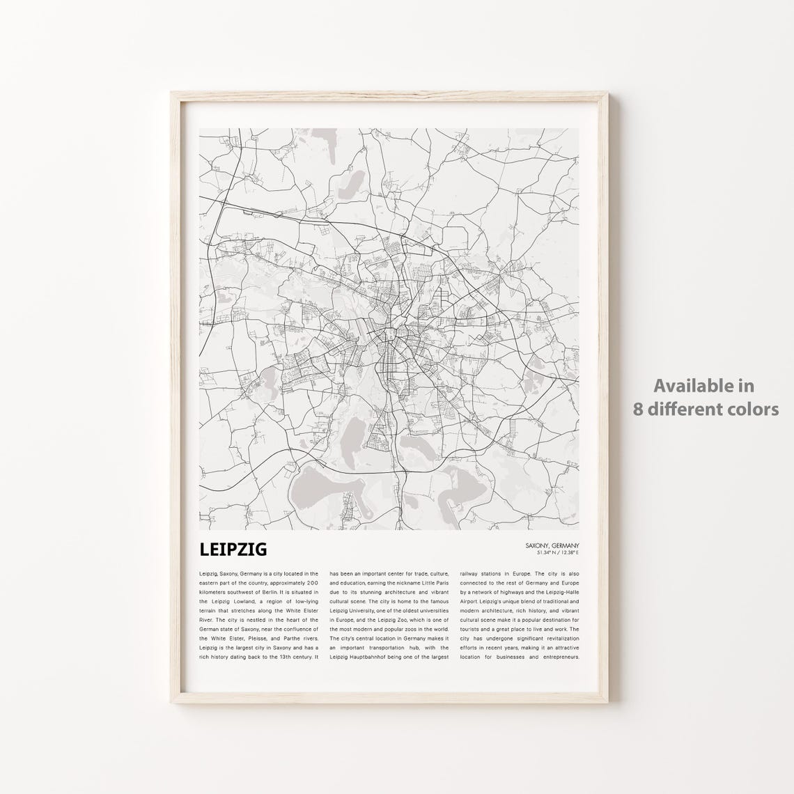 Leipzig Map Print Travel Wall Decor Art Saxony Housewarming Gift