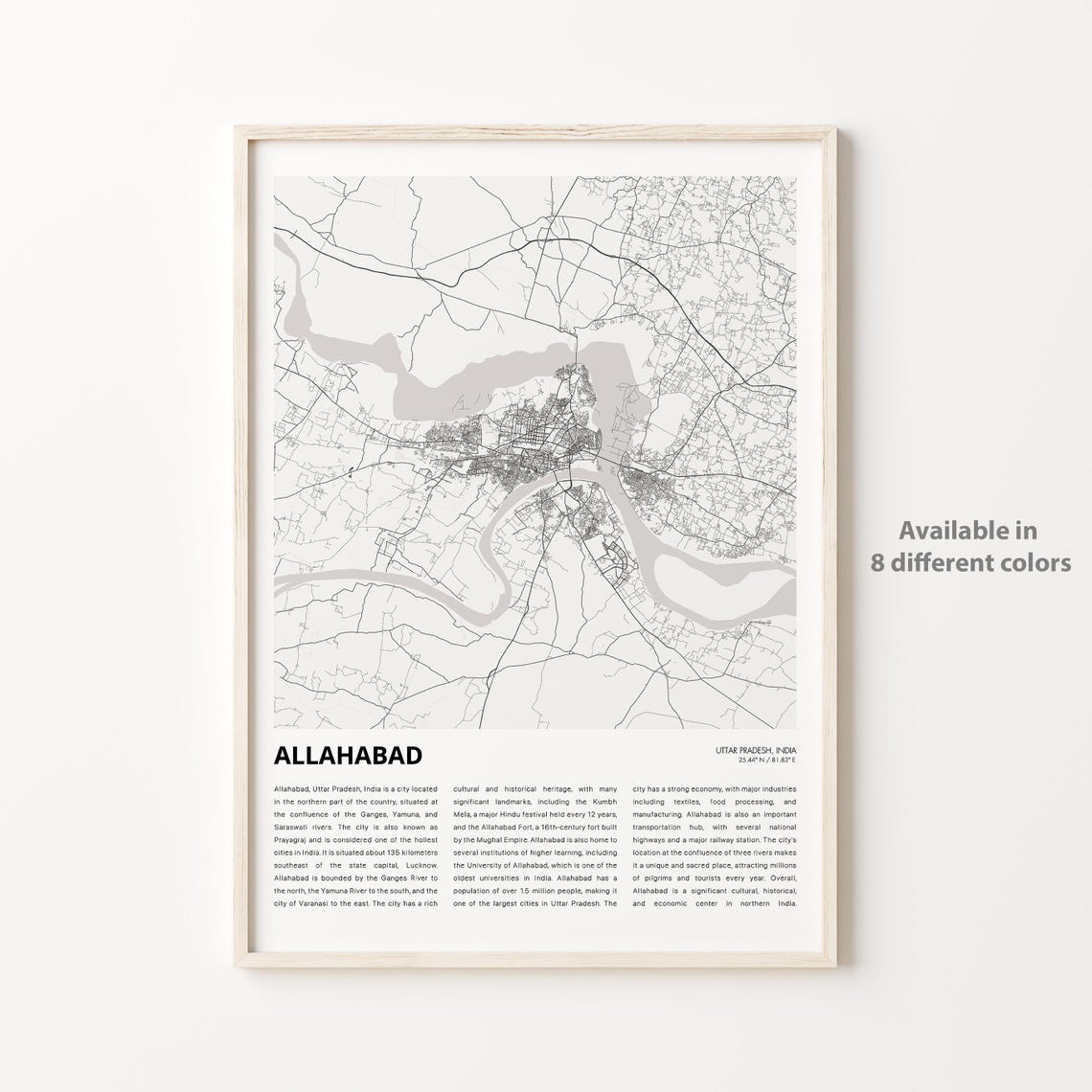 Allahabad Map Print Travel Wall Decor Art Uttar Pradesh Housewarming Gift Poster Minimal