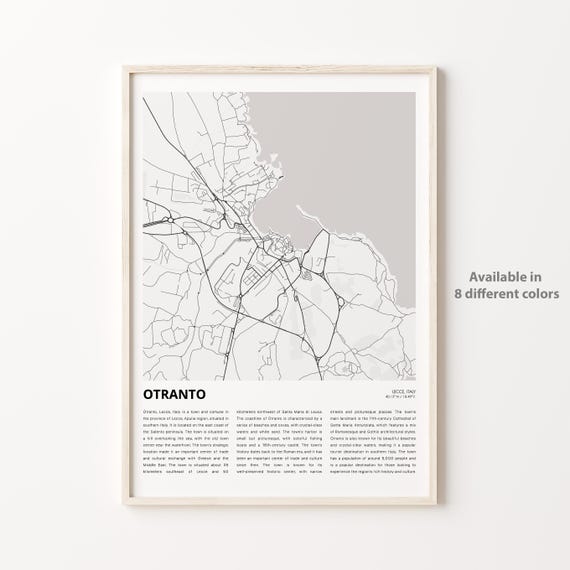 Otranto Italy Minimalist Monochrome Coastal City Map Travel Poster