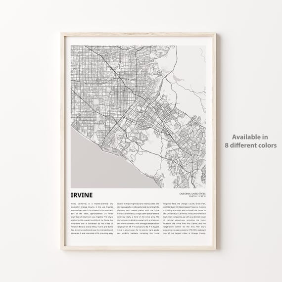 Irvine Map Print Travel Wall Decor Art Housewarming Gift