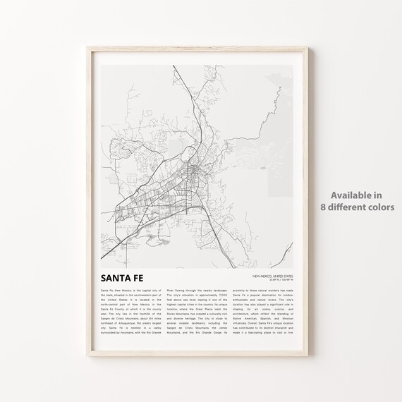 Santa Fe New Mexico Minimalist City Map Southwestern Travel Poster