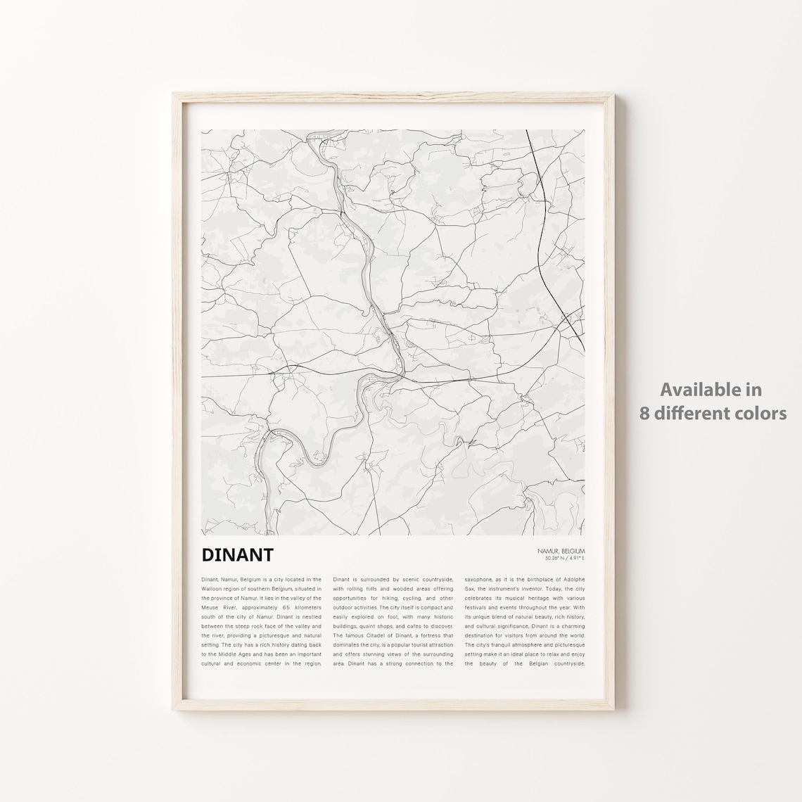 Dinant Namur Belgium Meuse Valley Minimalist City Map Poster