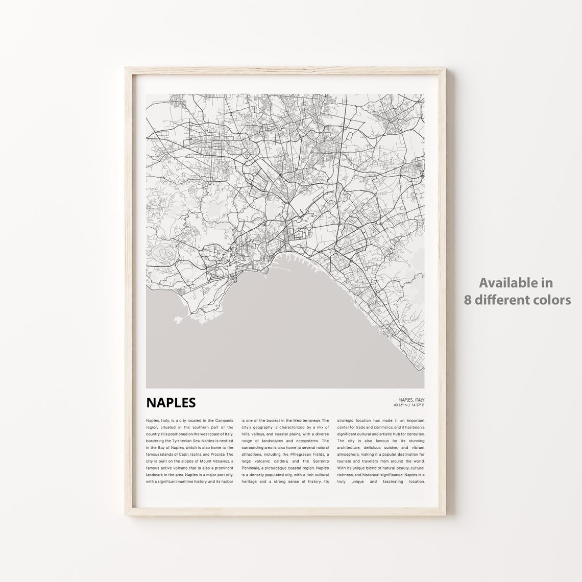 Naples Map Print Travel Wall Decor Art Housewarming Gift