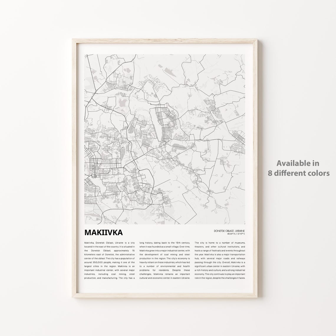 Makiivka Map Print Travel Wall Decor Art Donetsk Oblast Housewarming Gift