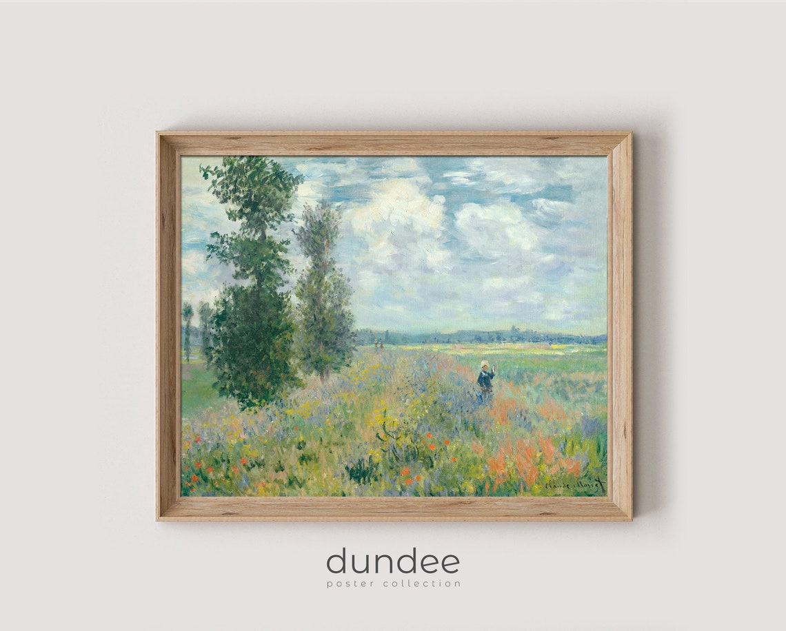 Claude Monet Poppy Field Poplars Impressionist Classic Art Poster