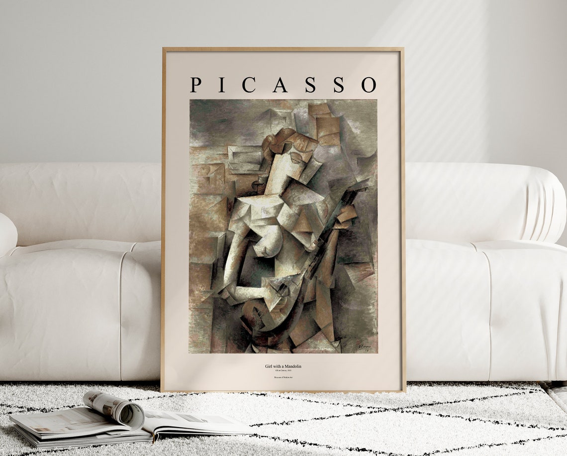 Picasso Girl With A Mandolin Cubist Painting Famous Museum Art Poster - Image 4