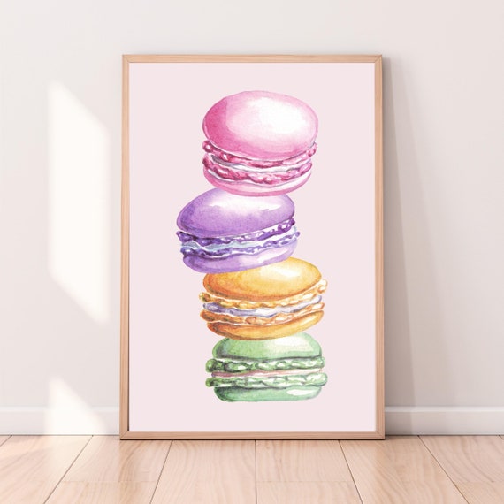 Macaron Poster Dessert Poster Food Poster Wall Art Home Decor Prints Watercolour Painting