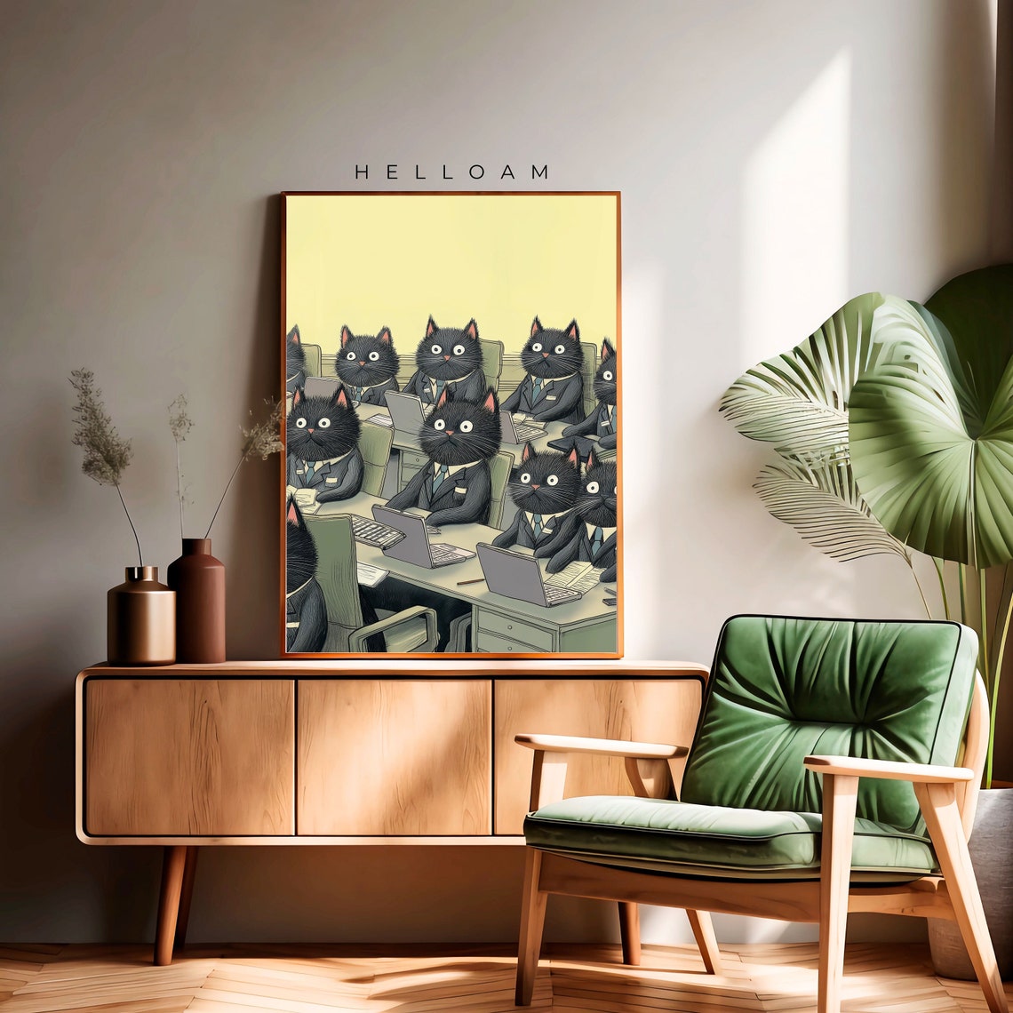 Black Cats Business Office Laptops Funny Corporate Work Humor Poster - Image 4