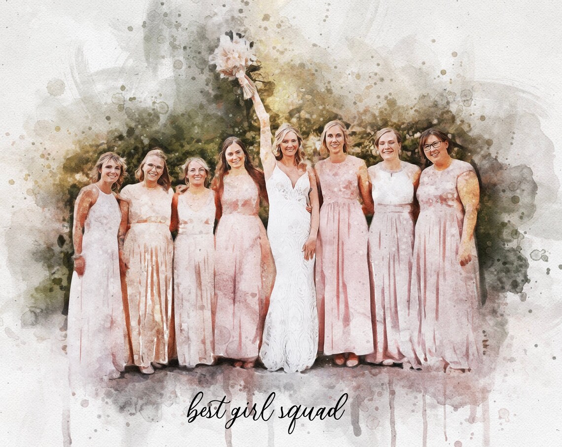 Custom Bridesmaid Portrait, Maid Of Honour Gift