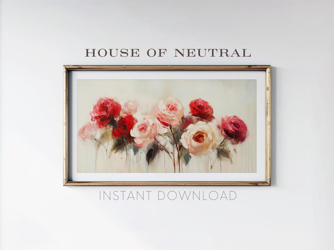 Frame Tv Art Flower Art Valentines Day Tv Art Love Art Frame Tv Art Oil Painting Neutral Art Cottagecore 169 Ratio Tv244 - Image 3
