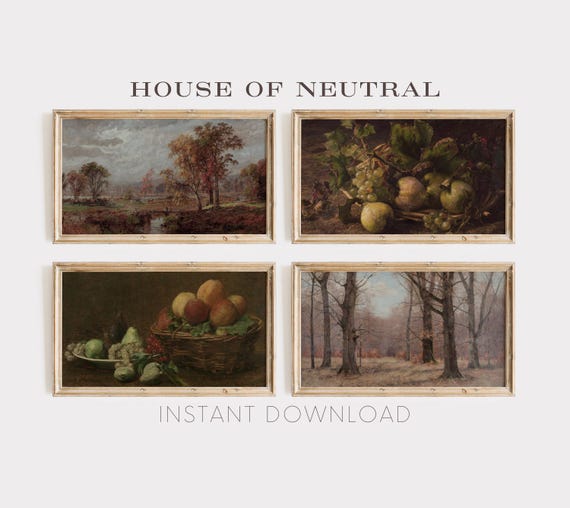 Frame Tv Art Bundle Of 4 Fall Vintage 16th To 19th Century Art Real Vintage Paintings Rustic Muted Colors Tv Art 169 Ratio
