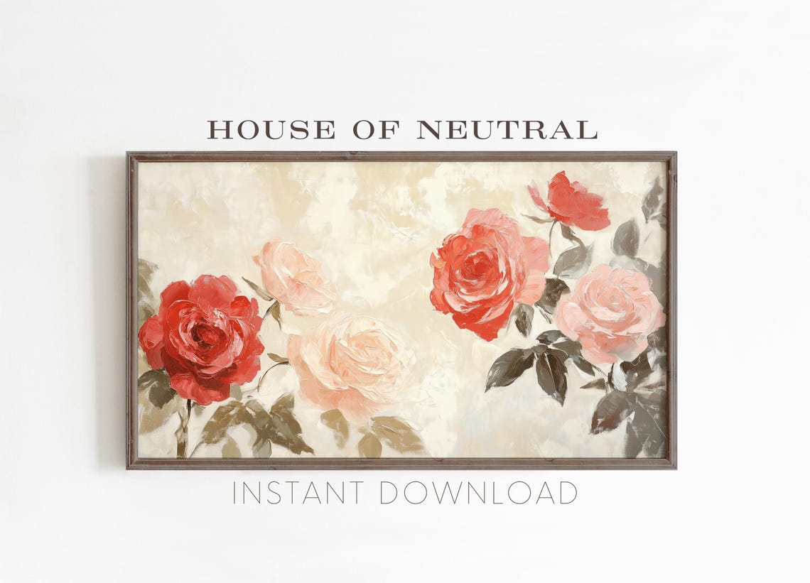 Frame Tv Art Flower Art Valentines Day Tv Art Valentines Frame Tv Art Oil Painting Neutral Art 169 Ratio Tv245