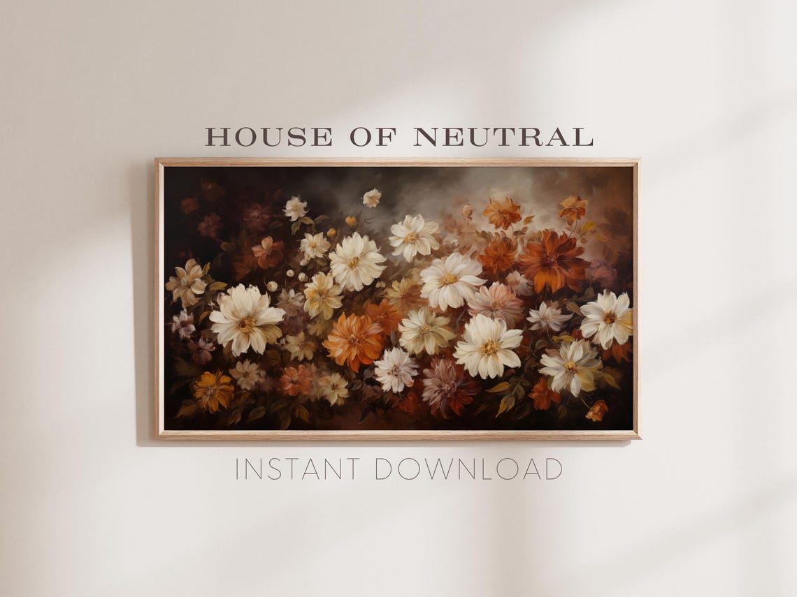 Frame Tv Art Fall Florals Dark Moody Fall Tv Art Rustic Fall Decor Vintage Flowers Autumn Fall Thanksgiving 169 Ratio Tv5 - Image 2