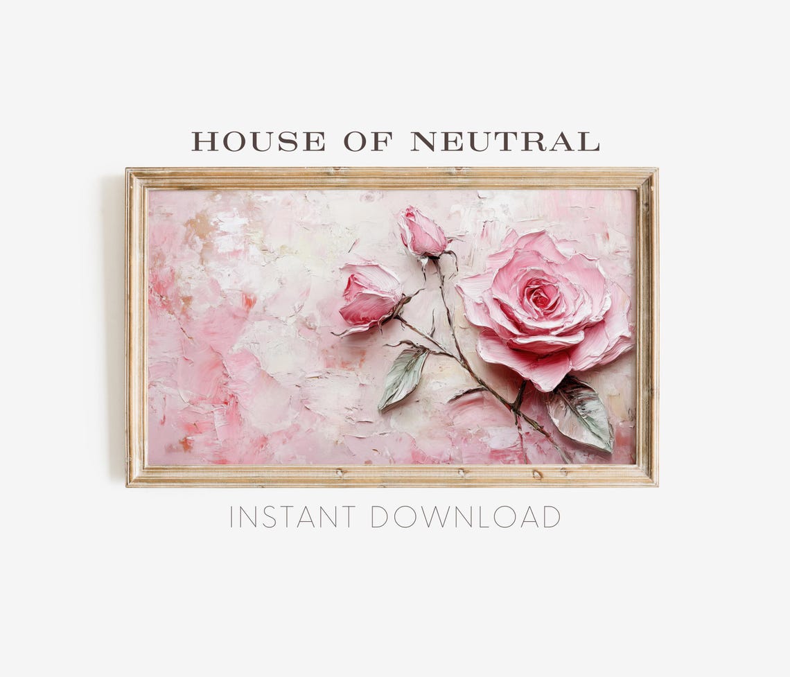 Frame Tv Art Flower Art Valentines Day Tv Art Valentines Frame Tv Art Oil Painting Pink Flower 169 Ratio Tv246 - Image 3