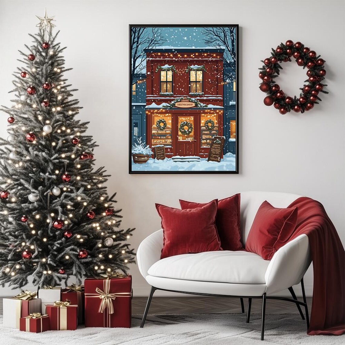 Christmas Bakery Illustration Poster, Cozy Winter Shop - Image 3