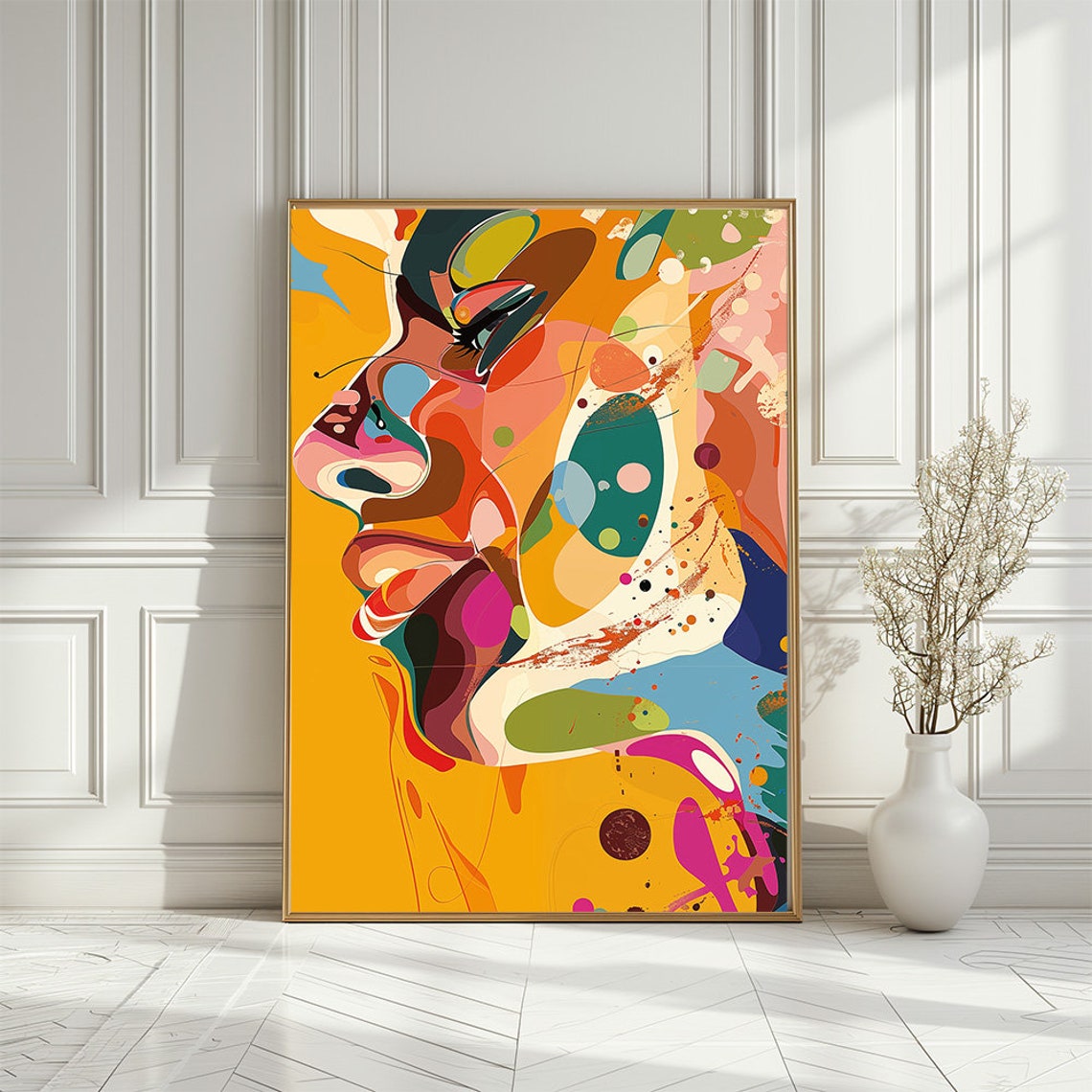 Abstract Colorful Woman Face Bold Modern Pop Art Portrait Poster