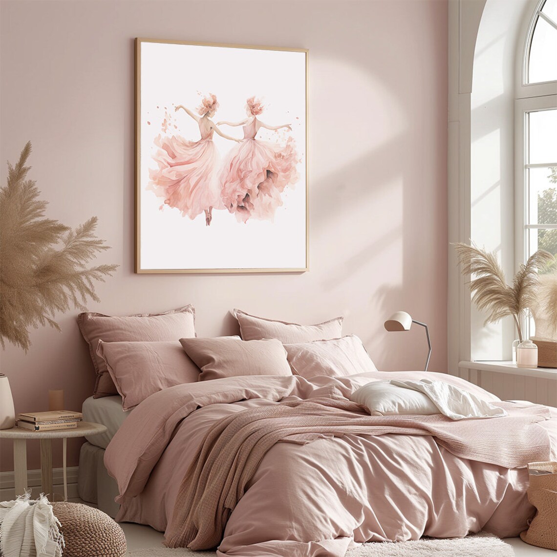 Two Pink Ballerinas Soft Watercolor Ballet Dance Girls Room Art Print - Image 3