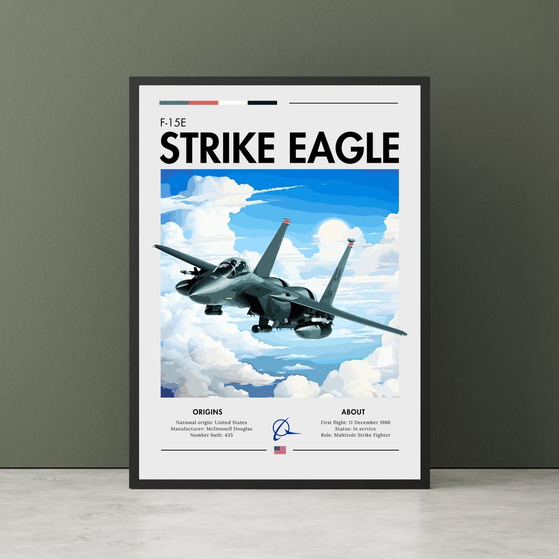 F-15E Strike Eagle Multirole Strike Fighter Jet Aviation Poster