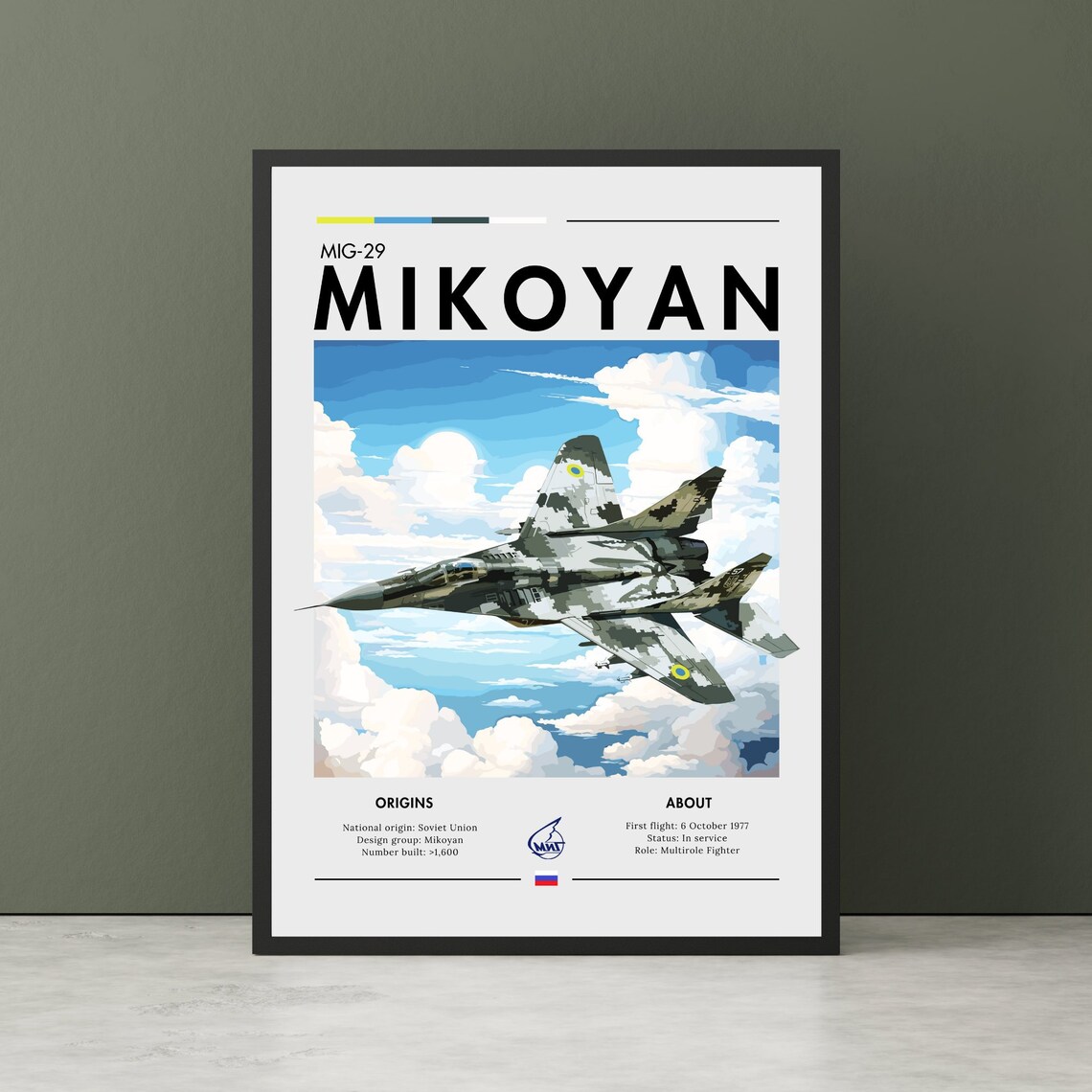 Mikoyan MiG-29 Aviation Art Print, Fighter Jet
