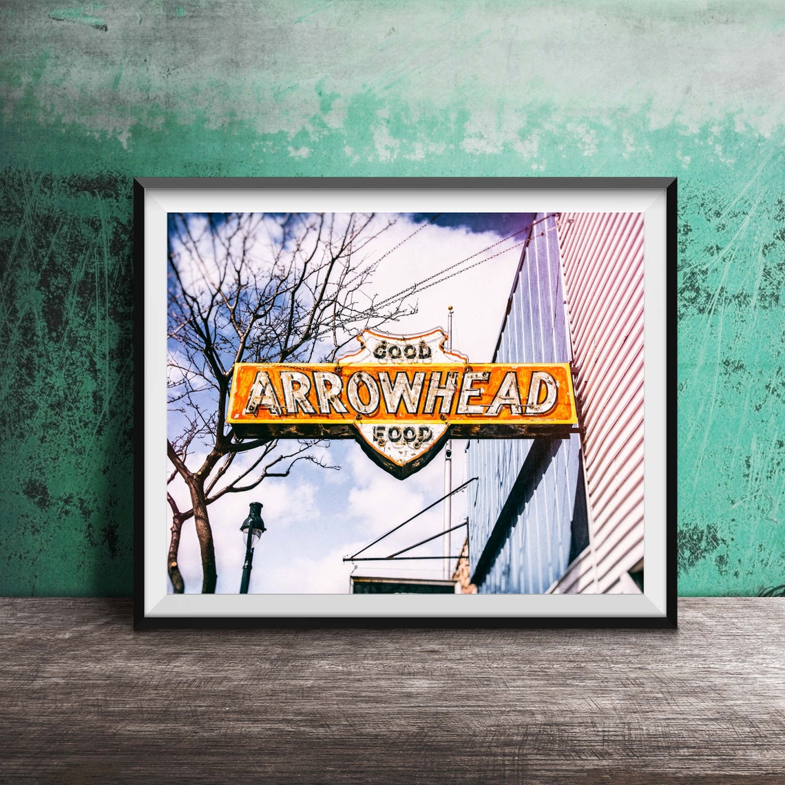 Arrowhead Good Food Vintage Yellow Retro Blade Sign Photo Poster