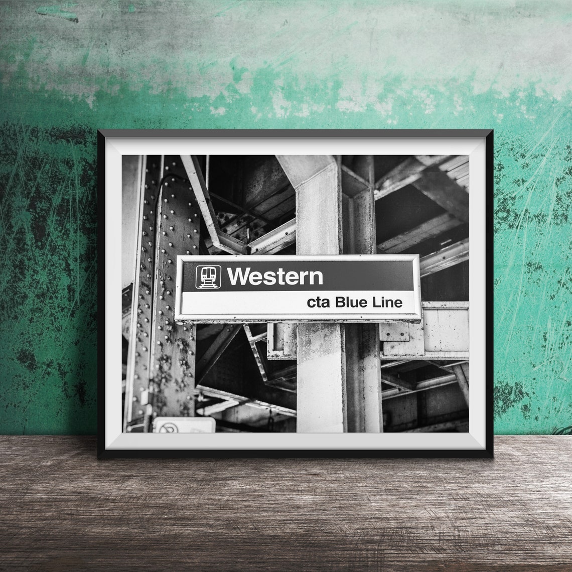 Western CTA Blue Line Elevated Station Sign Girder Photo Poster - Image 2