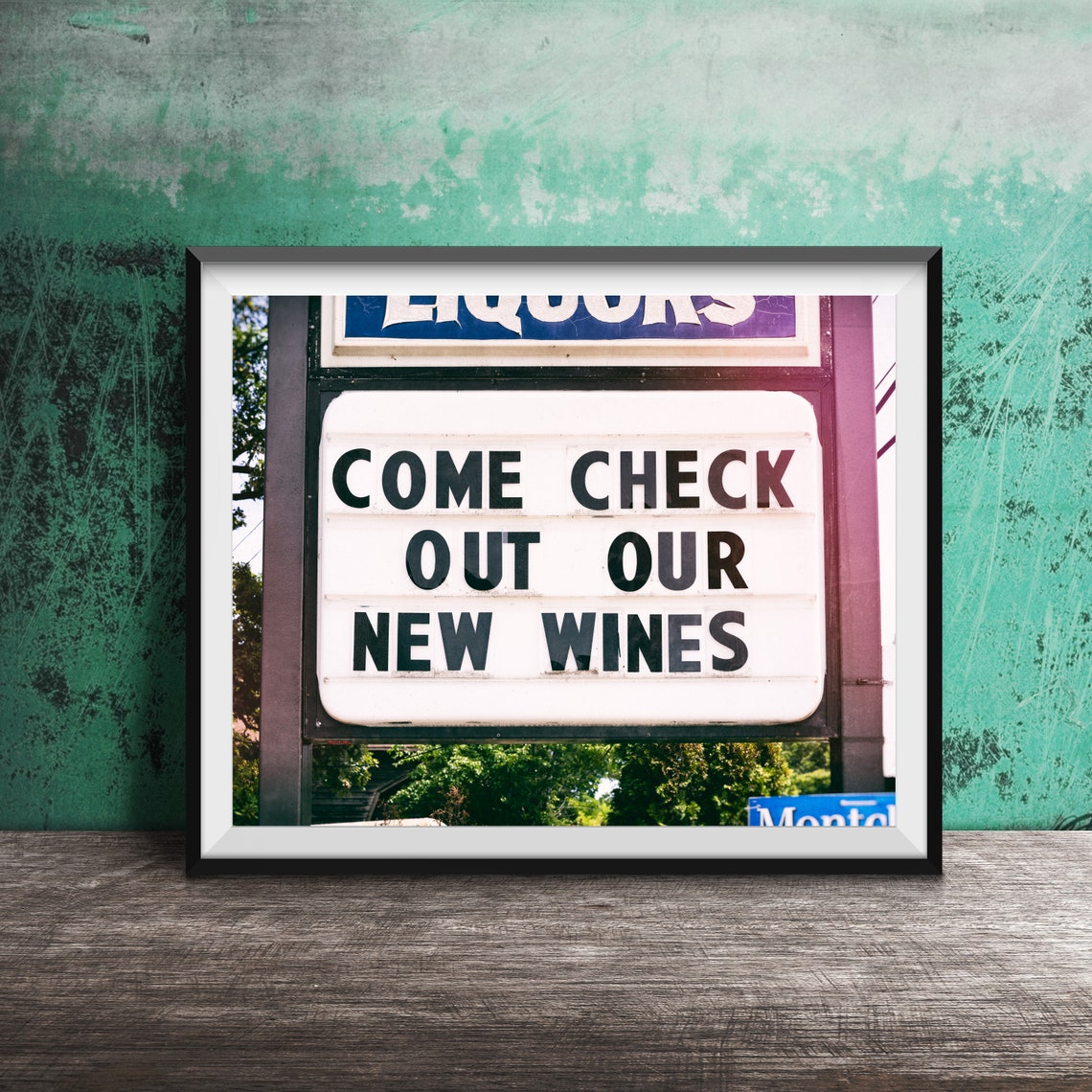 Come Check Out Our New Wines Retro Liquor Store Sign Photo Poster