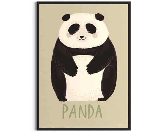 Sweet Smiling Panda Cute Nursery Animal Kids Room Decor Wall Art