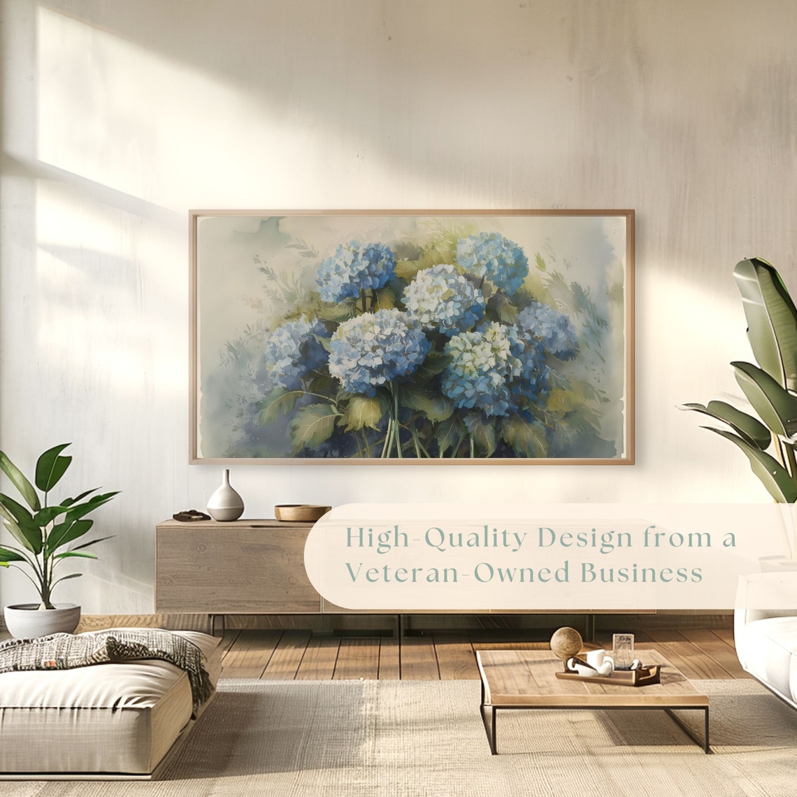Blue Hydrangeas Watercolor Botanical Spring Floral Painting Poster - Image 4