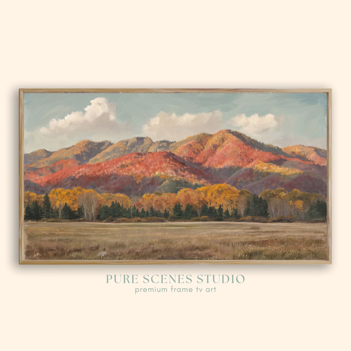 Fall Mountain Range Covered in Golden Foliage Autumn Landscape Poster
