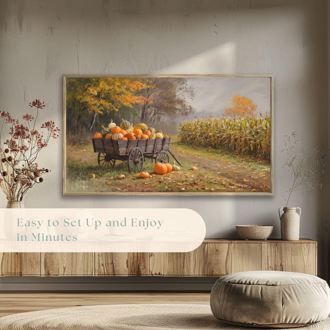Rustic Wagon Loaded with Pumpkins Gourds Autumn Harvest Poster - Image 5