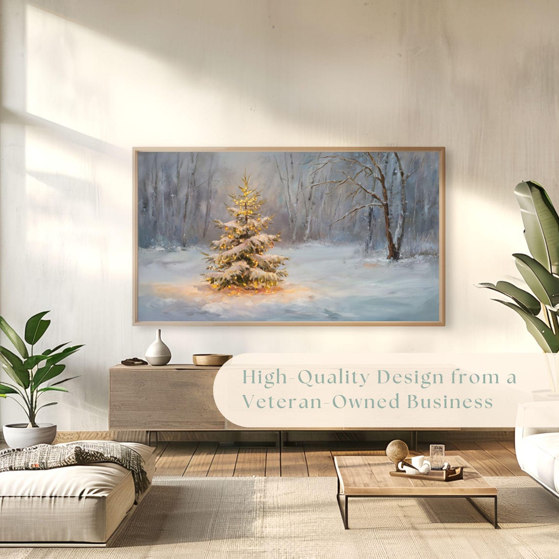 Glowing Christmas Tree Snowy Woods Winter Night Magical Scene Poster - Image 4