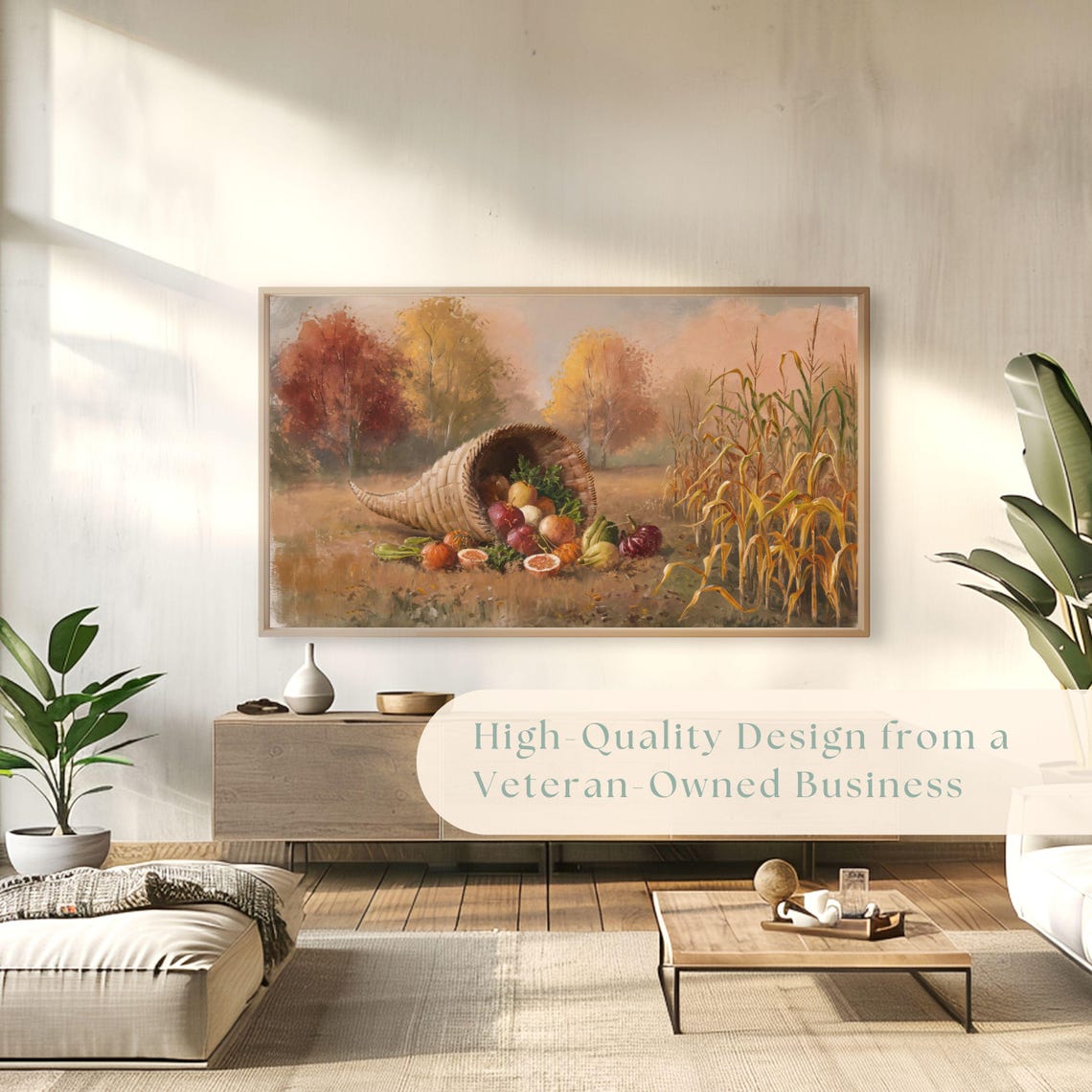 Rustic Cornucopia Spilling Harvest Vegetables Autumn Field Poster - Image 4