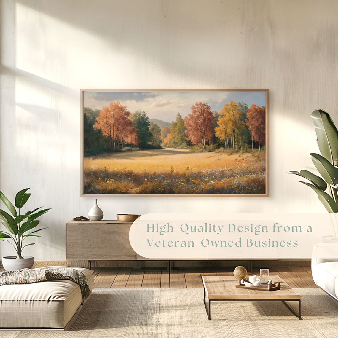 Golden Autumn Meadow Wildflowers Colorful Trees Landscape Poster - Image 4
