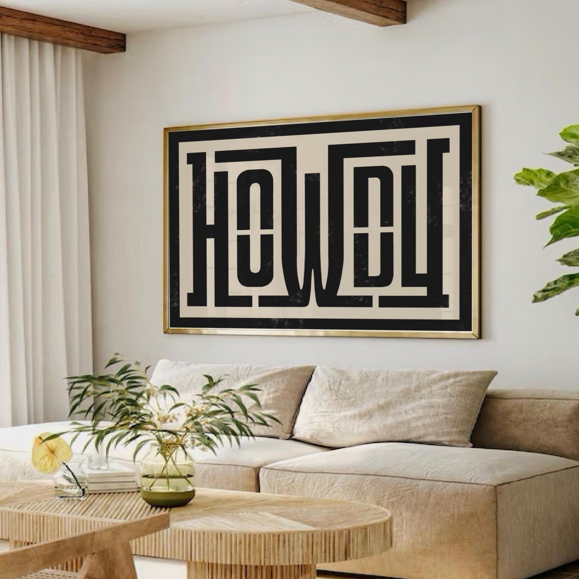 Howdy Bold Black Western Block Letter Rustic Farmhouse Poster - Image 3