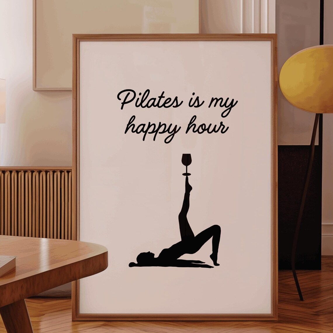 Pilates Is My Happy Hour Quote Poster, Gym Decor