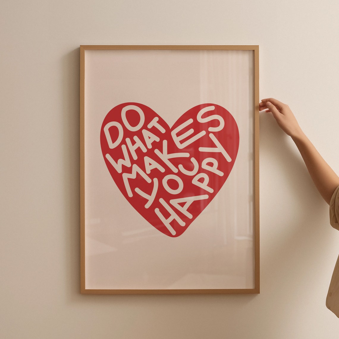 Do What Makes You Happy Red Heart Uplifting Quote Wall Print