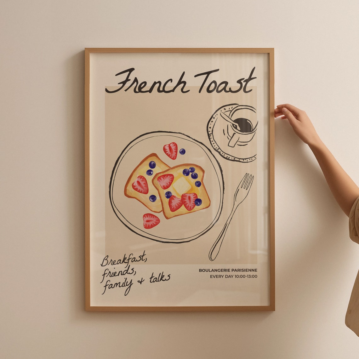 Charming French Toast Breakfast Illustration Parisian Kitchen Poster