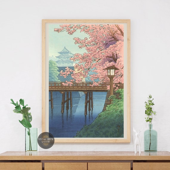 Cherry Blossoms and Castle, Ukiyo-e Travel Poster