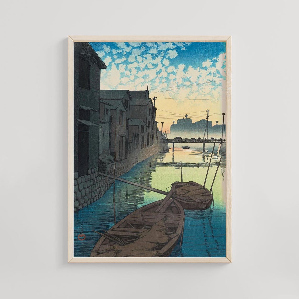 Morning On The Daikon Wharf Kawase Hasui 1930 Shinhanga Japanese Woodblock Art Ukiyoe Revival Poster Tokyo River Fine Print
