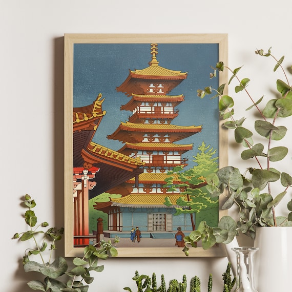Twilight In Yakushiji Temple, Ukiyo-E Travel Poster