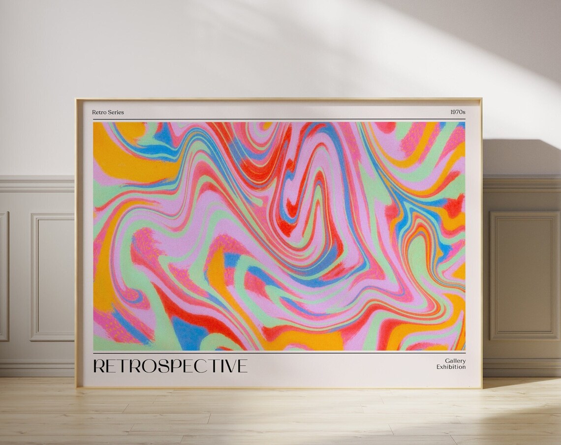 1970s Retro Series Retrospective Psychedelic Swirl Art Poster