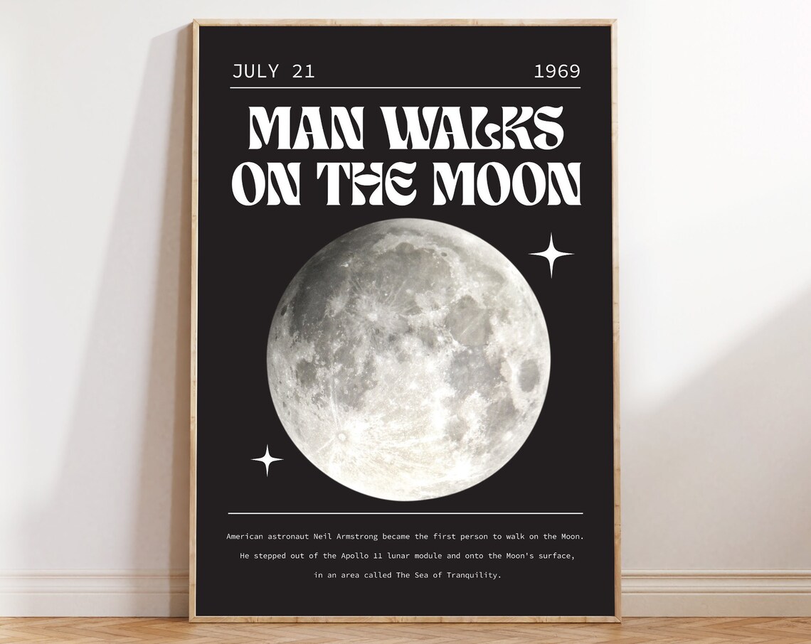 Man Walks On The Moon July 21 1969 Retro Space History Poster