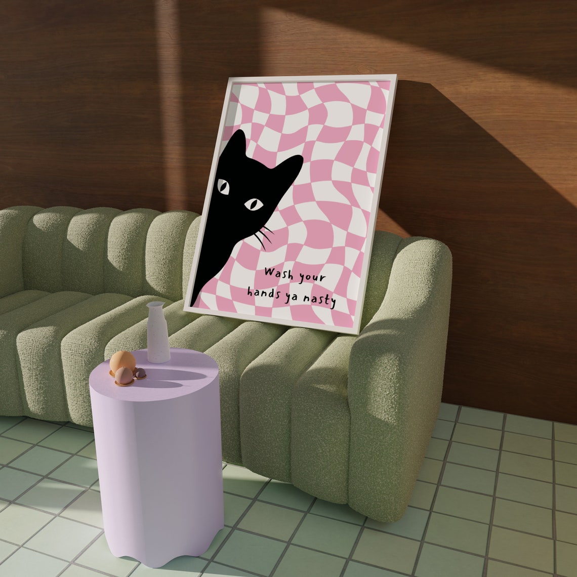 Funny Black Cat Bathroom Art Print - Image 5