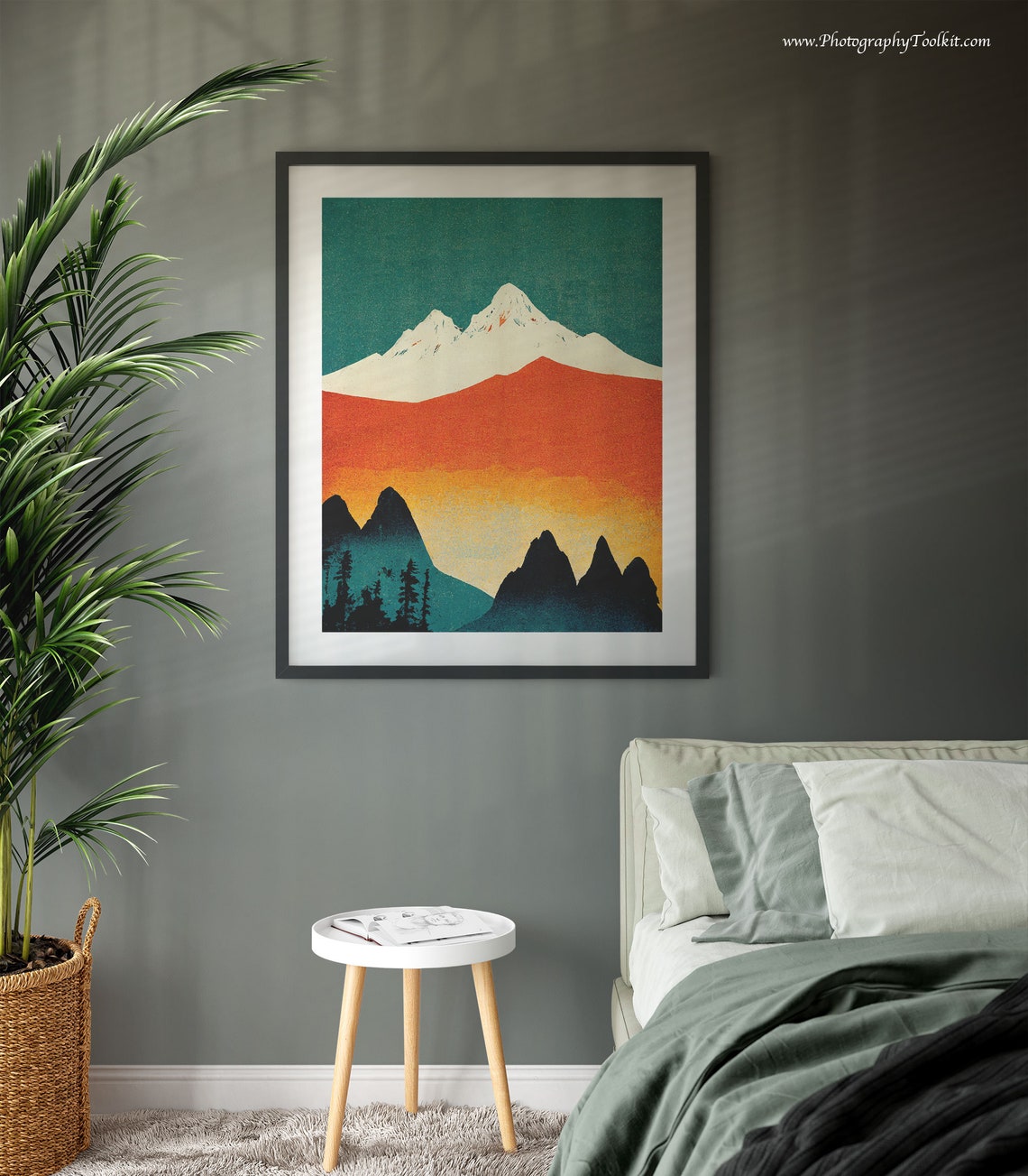 North Cascades Snow Peak Sunset Ridges Retro Minimalist Poster - Image 3