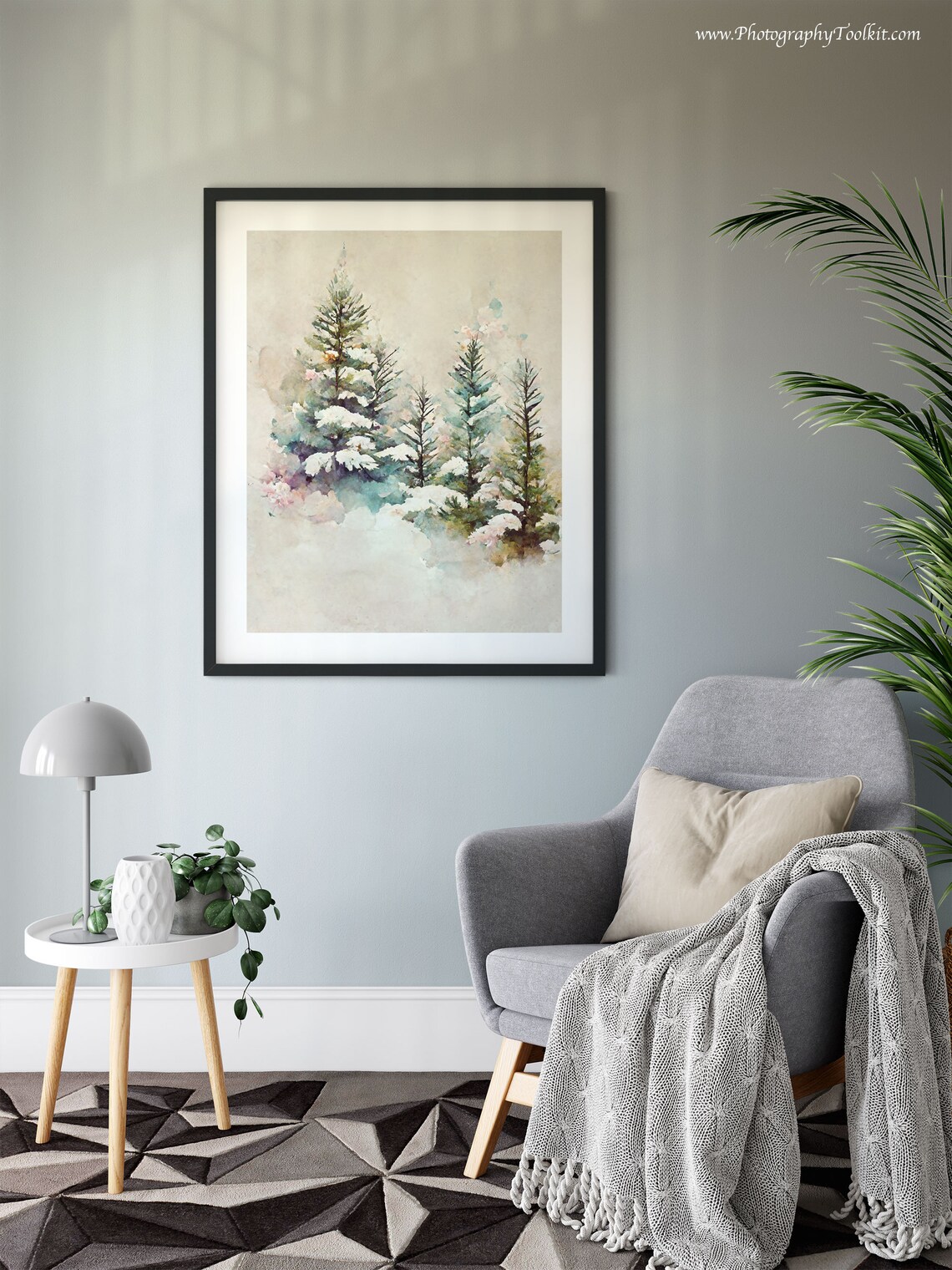 Pine Tree Print, Winter Landscape Art Print - Image 6