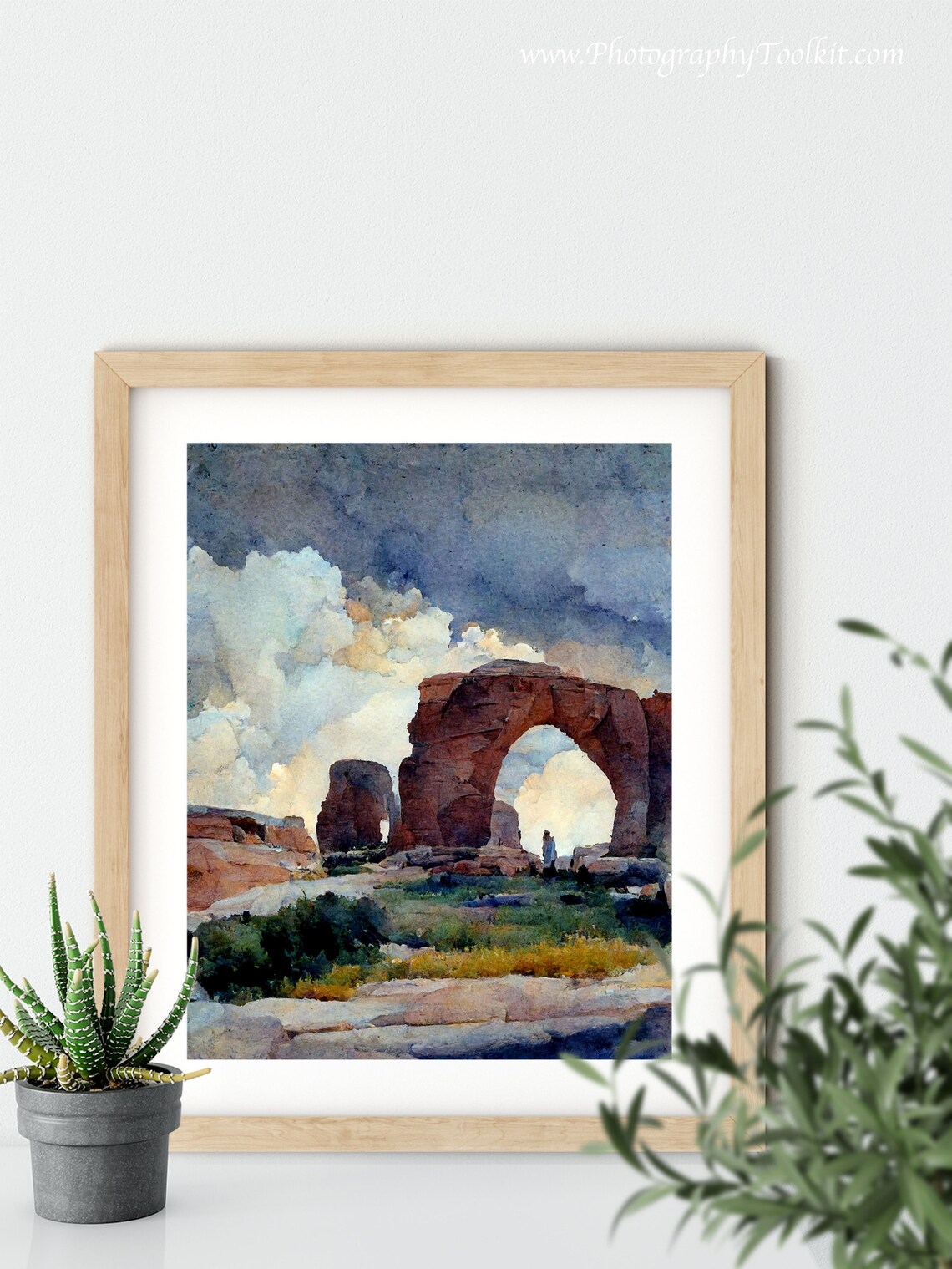 Red Rock Arch Watercolor Lone Traveler Desert Scenic Adventure Poster - Image 5