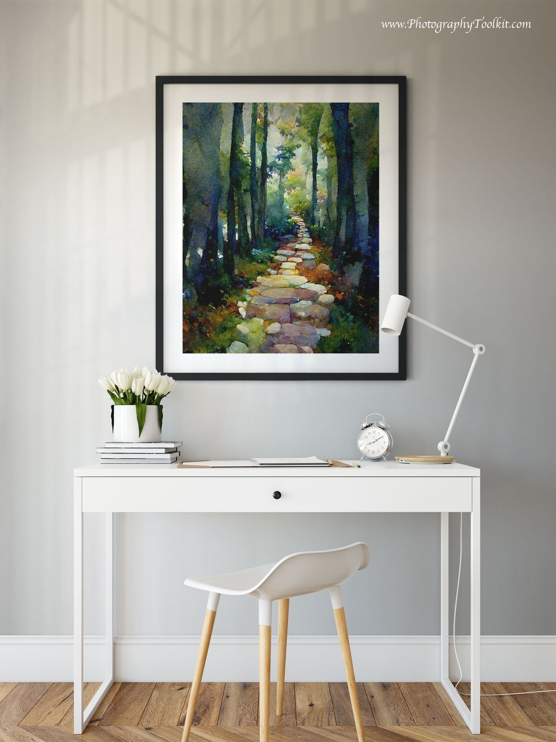 Forest Path Print Tree Wall Art Forest Print Adventure Art Print Forest Watercolor Forest Wall Art Sycamore Path Print Wilderness Art - Image 2
