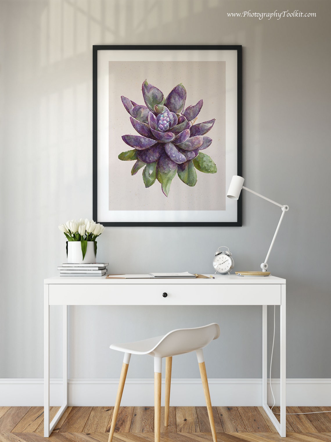 Purple Succulent Plant Watercolor Botanical Illustration Art Poster - Image 2