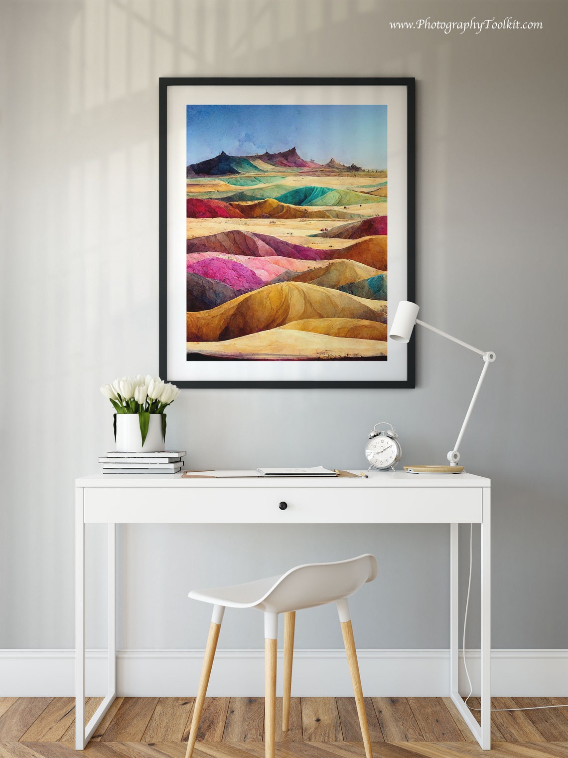 Painted Desert Rainbow Badlands Hills Scenic Watercolor Poster - Image 2