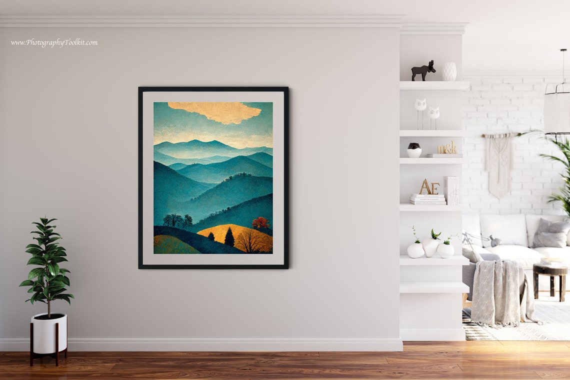 Blue Ridge Mountains Layered Teal Ridgeline Sunset Scenic Poster - Image 4